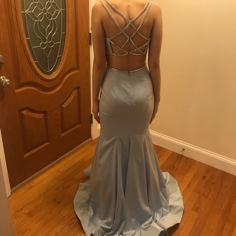 La Femme Light blue Prom dress
